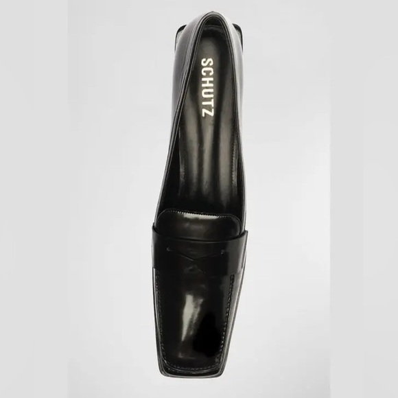 SCHUTZ Women’s Ashton Penny Loafer Glossy Black Patent Block Heel Shoes Size 8.5 - Picture 4 of 8